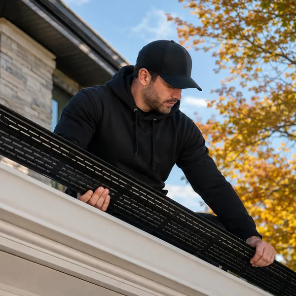 Gutter screening fitted to a curved roofline by Gorgeous Gutter